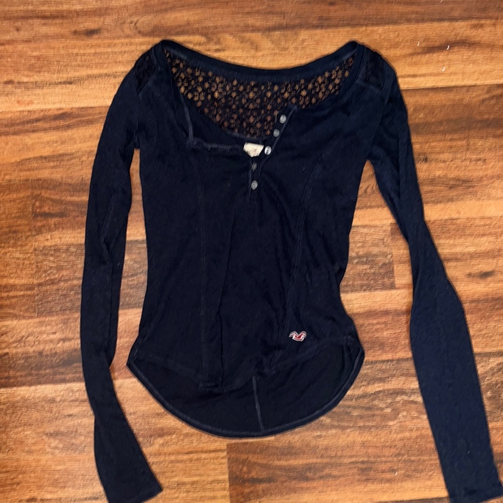 Hollister Long Sleeve Top Navy Blue